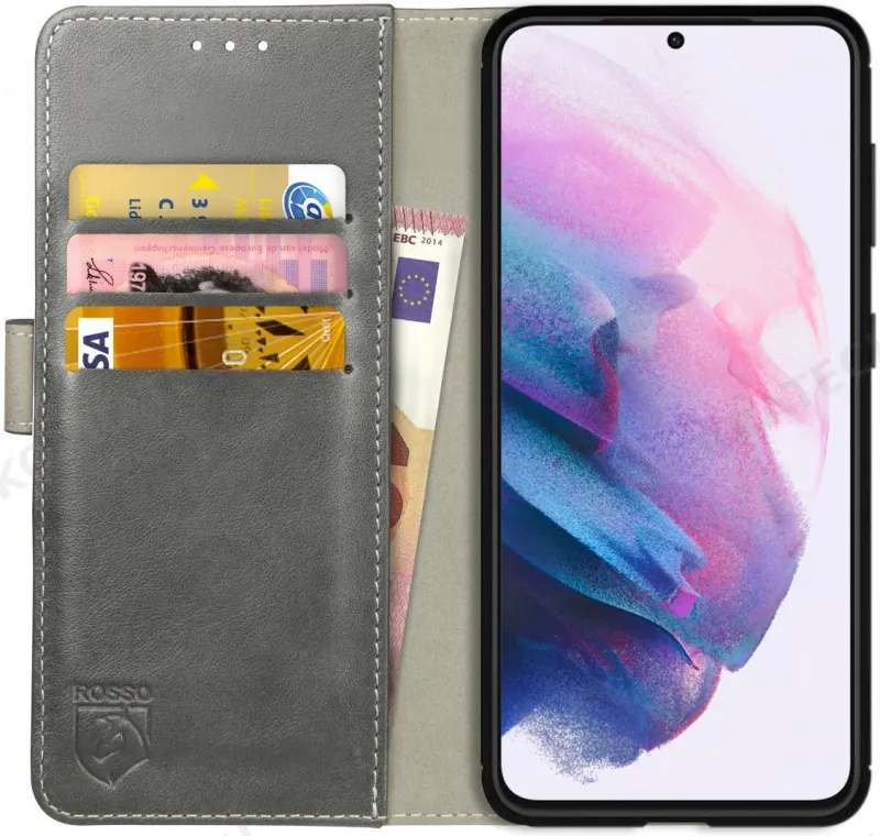 Rosso Element PU Θήκη Πορτοφόλι Samsung Galaxy S21 Plus 5G - Grey (8719246286117)