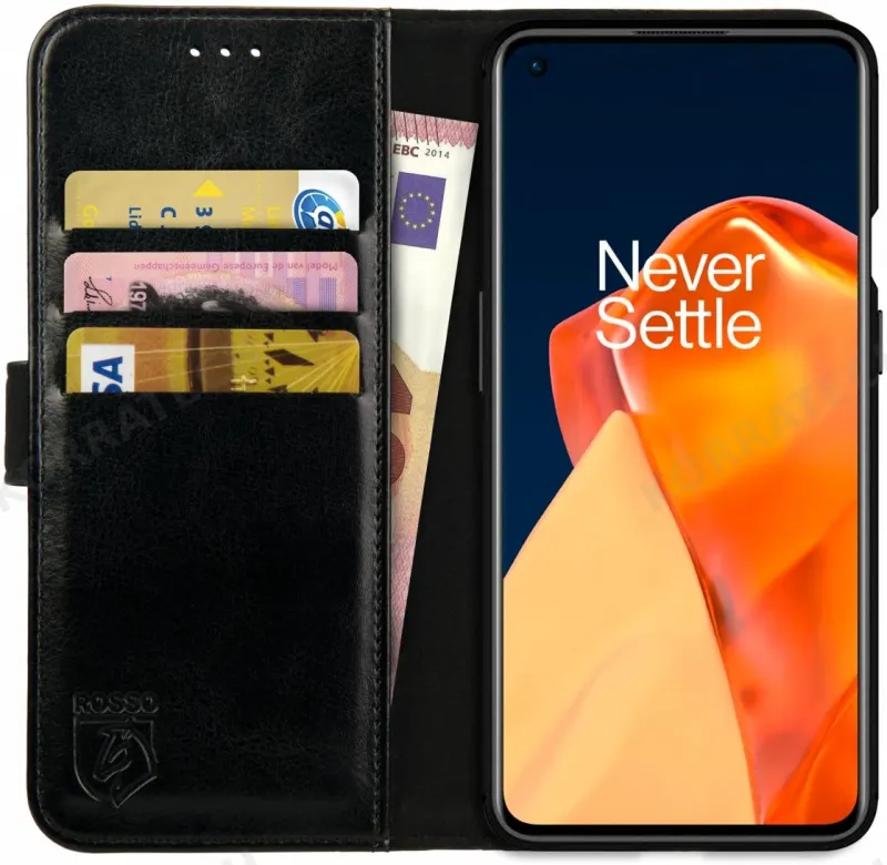 Rosso Element PU Θήκη Πορτοφόλι OnePlus 9 Pro - Black (8719246296673)