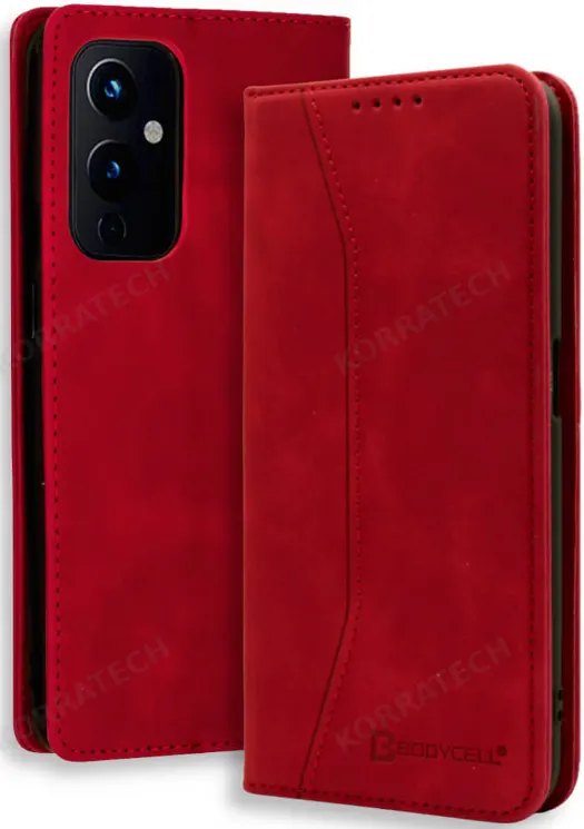 Bodycell Θήκη - Πορτοφόλι OnePlus 9 - Red (5206015063947)