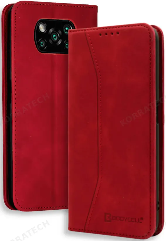 Bodycell Θήκη - Πορτοφόλι Xiaomi Poco X3 Pro / X3 NFC - Red (5206015063268)