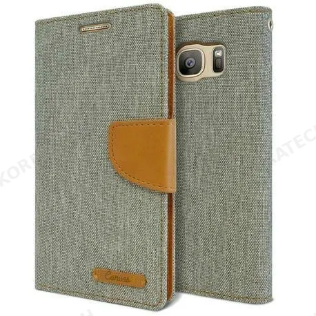 Θήκη Canvas Book Lenovo Vibe X3 - Πορτοφόλι - Γκρι/Καφέ (9433) - OEM