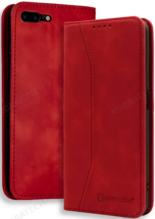 Bodycell Θήκη - Πορτοφόλι Apple iPhone 8 Plus / 7 Plus - Red (5206015057465)