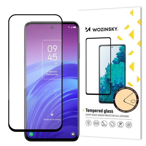 Full Glue Full Glue Full Screen Tempered Glass with Case Friendly TCL 20L Black Frame