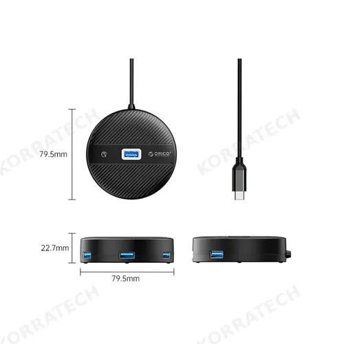 ORICO YS1-C2 4-port USB hub 1x USB-A 3.0 3x USB-A 2.0 0.3 m - black