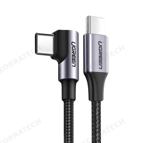Καλώδιο PD QC Ugreen US255 50125 USB-C (ίσιο) / USB-C (γωνιακό) 60W 3A 2m - γκρι