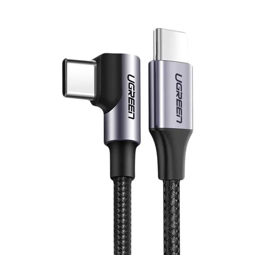 Καλώδιο PD QC Ugreen US255 50125 USB-C (ίσιο) / USB-C (γωνιακό) 60W 3A 2m - γκρι