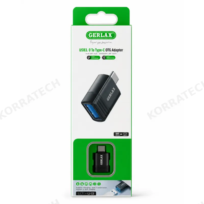 Προσαρμογέας OTG GERLAX USB 3.0 σε Type-C - Υποστήριξη γρήγορης φόρτισης και μεταφοράς δεδομένων