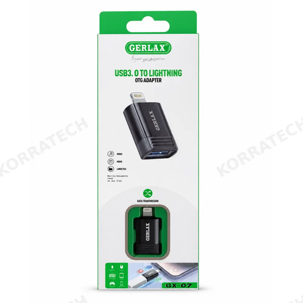 Προσαρμογέας GERLAX USB 3.0 σε Lightning OTG GX-07 για iPhone / iPad