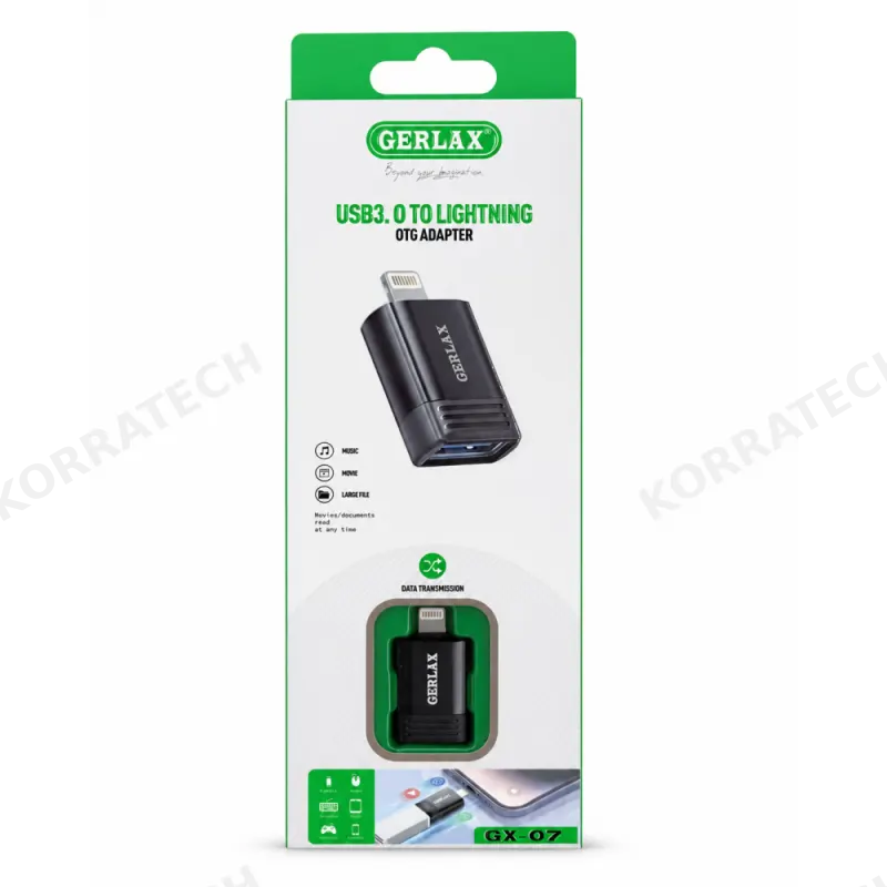 Προσαρμογέας GERLAX USB 3.0 σε Lightning OTG GX-07 για iPhone / iPad